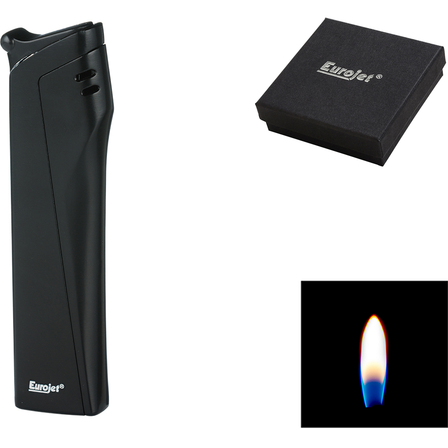 eurojet evita aansteker lighter zwart black softflame soft flame normale vlam metal metaal simpel duurzaam 251034
