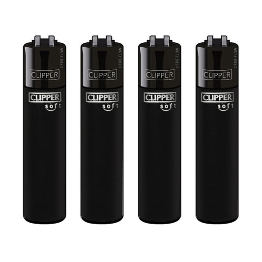 Clipper Classic Large "Soft Touch All Black" Aanstekers (4 Stuks)